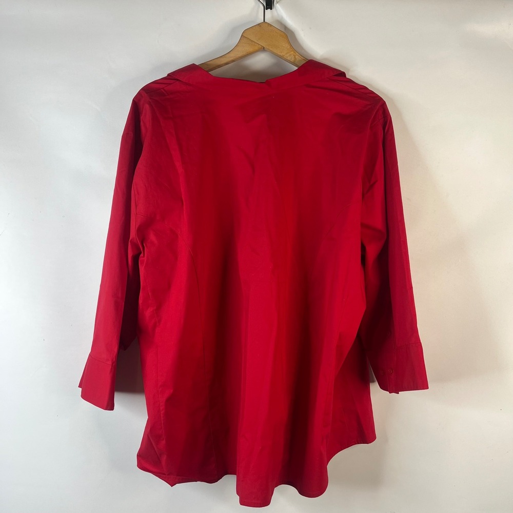 Riders by Lee Indigo Button Down Shirt Womens 4X Red 3/4 Sleeve Easy Care Career - Picture 5 of 8